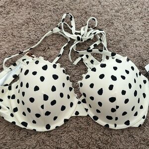 Ivory & Black Polka Dot Bikini Top